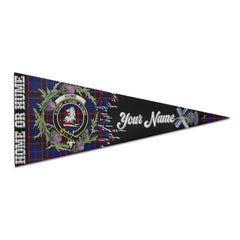 Clan Home Or Hume Tartan Felt Pennant Crest And Plaid Basic Style
