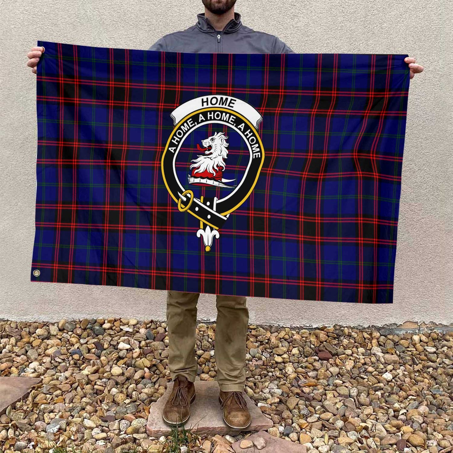 Clan Home Or Hume Tartan Flag Crest And Plaid Basic Style