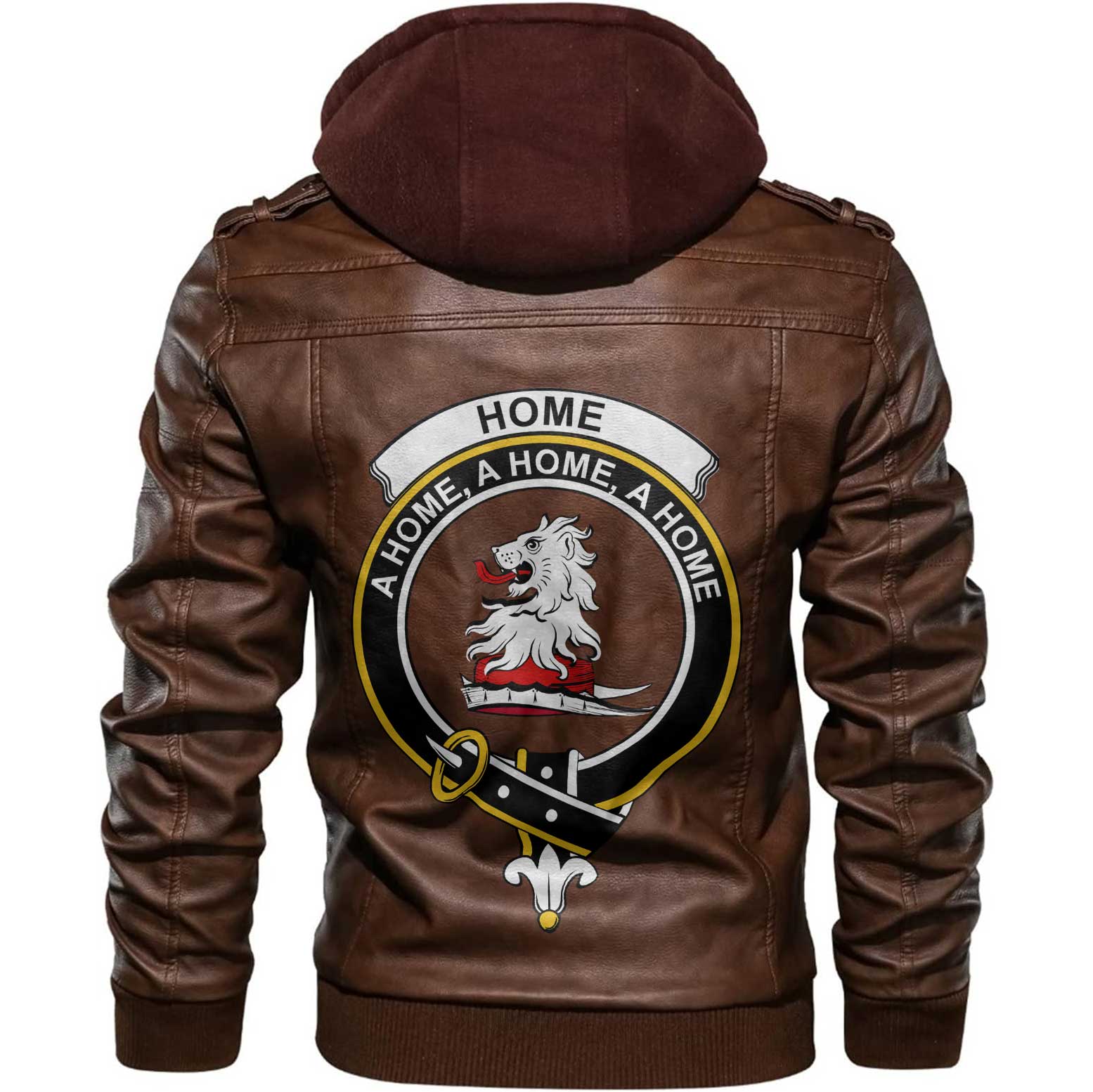Clan Home Or Hume Tartan Zip Leather Jacket Crest And Plaid Basic Style