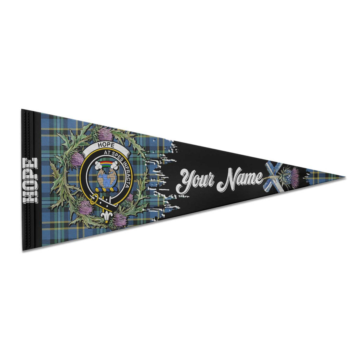 Clan Hope Tartan Felt Pennant Crest And Plaid Basic Style