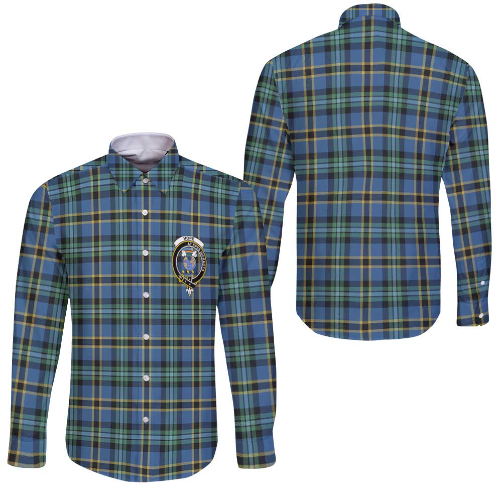 Clan Hope Tartan Long Sleeve Button Shirt Crest And Plaid Basic Style