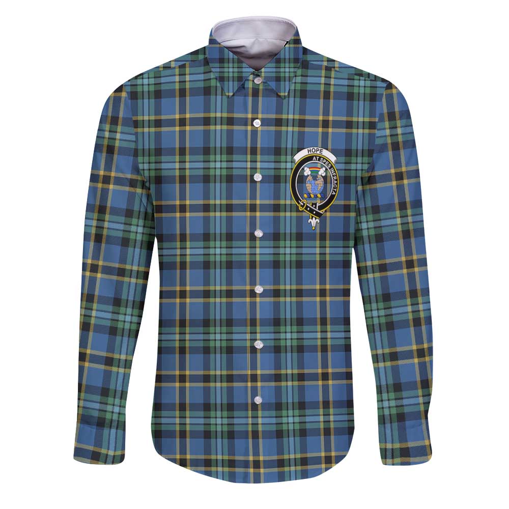 Clan Hope Tartan Long Sleeve Button Shirt Crest And Plaid Basic Style