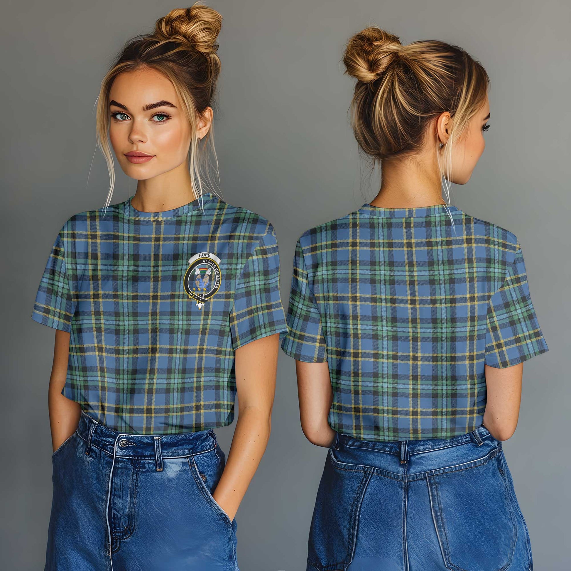 Clan Hope Tartan Women T Shirt Crest And Plaid Basic Style