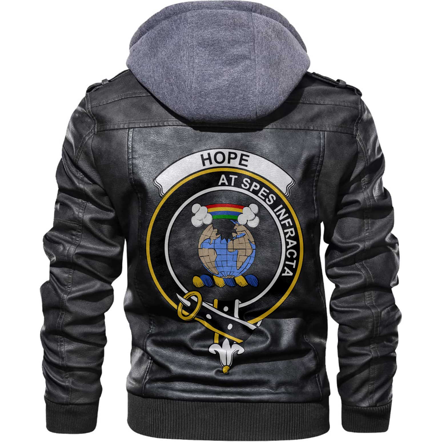 Clan Hope Tartan Zip Leather Jacket Crest And Plaid Basic Style