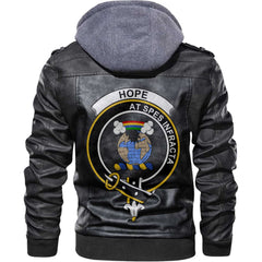 Clan Hope Tartan Zip Leather Jacket Crest And Plaid Basic Style