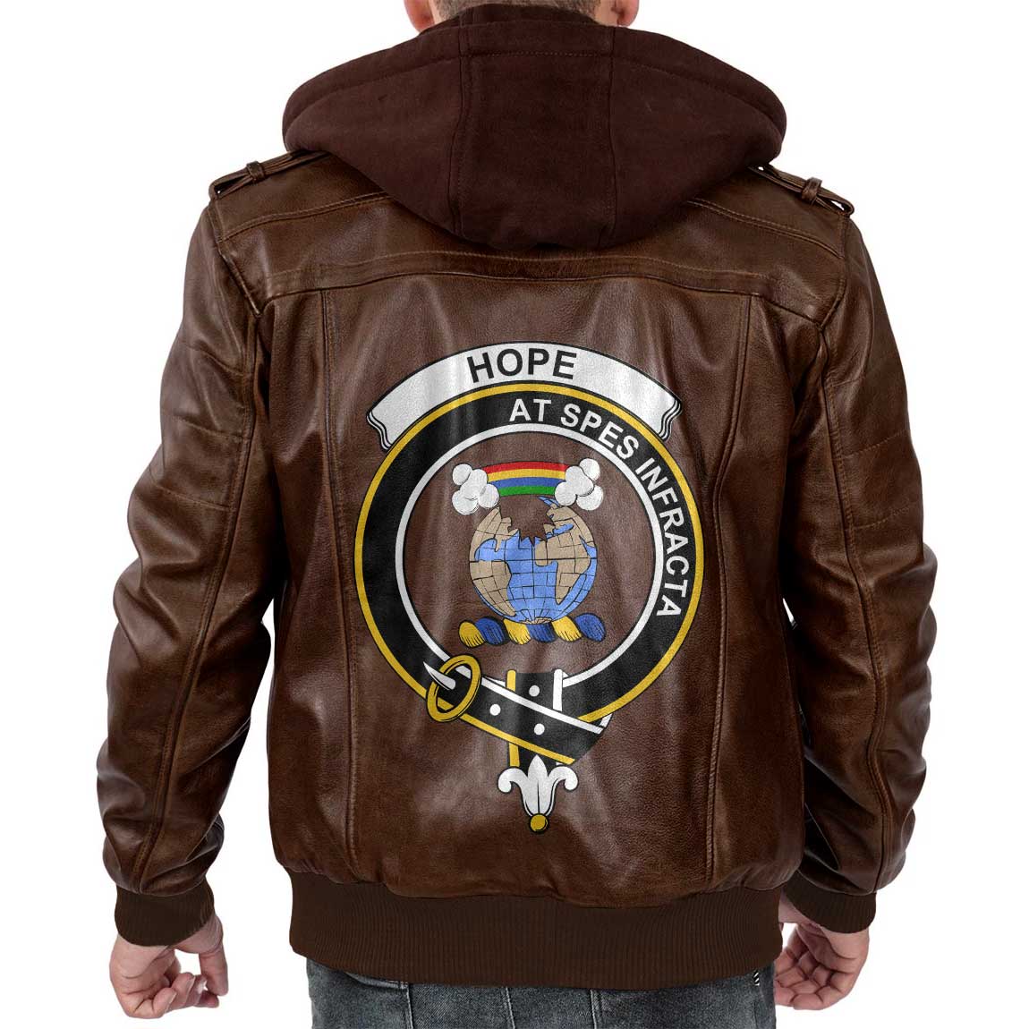 Clan Hope Tartan Zip Leather Jacket Crest And Plaid Basic Style