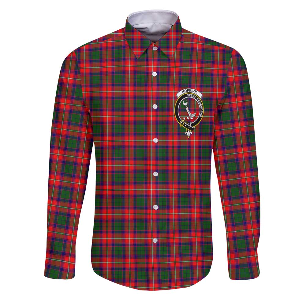 Clan Hopkirk Tartan Long Sleeve Button Shirt Crest And Plaid Basic Style