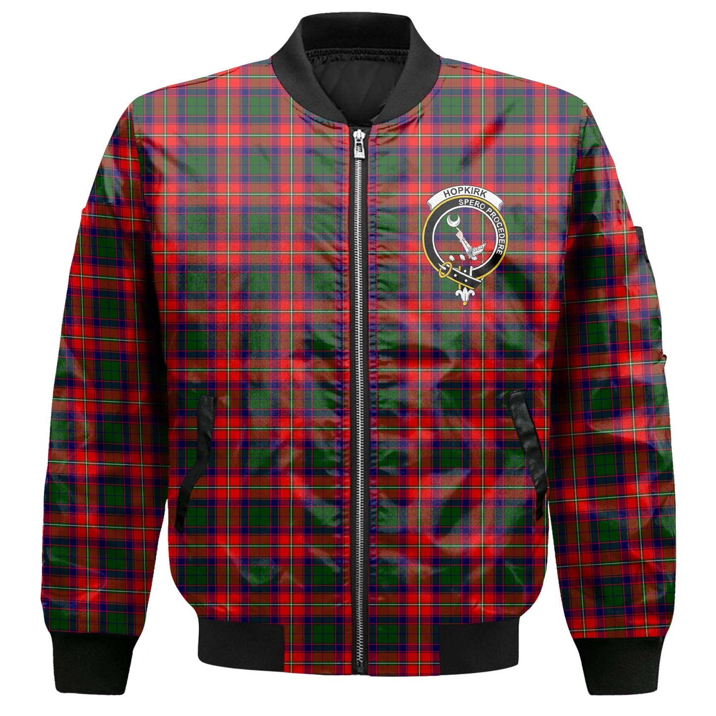 Clan Hopkirk Tartan Women Bomber Jacket Crest And Plaid Basic Style