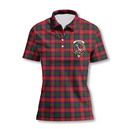 Clan Hopkirk Tartan Women Polo Shirt Crest And Plaid Basic Style