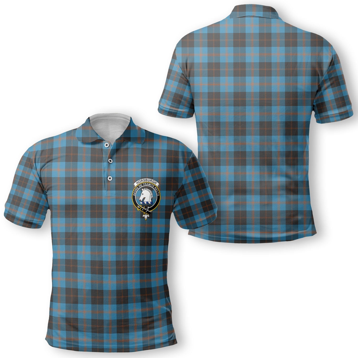 Clan Horsburgh Tartan Golf Men Polo Shirt Crest And Plaid Basic Style