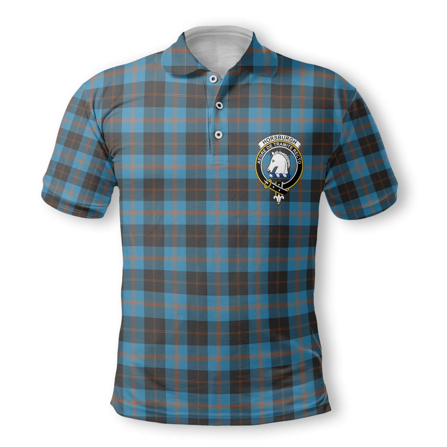 Clan Horsburgh Tartan Golf Men Polo Shirt Crest And Plaid Basic Style