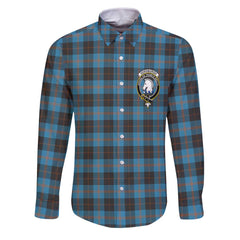 Clan Horsburgh Tartan Long Sleeve Button Shirt Crest And Plaid Basic Style