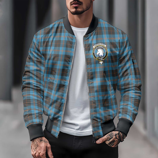 Clan Horsburgh Tartan Men Bomber Jacket Crest And Plaid Basic Style