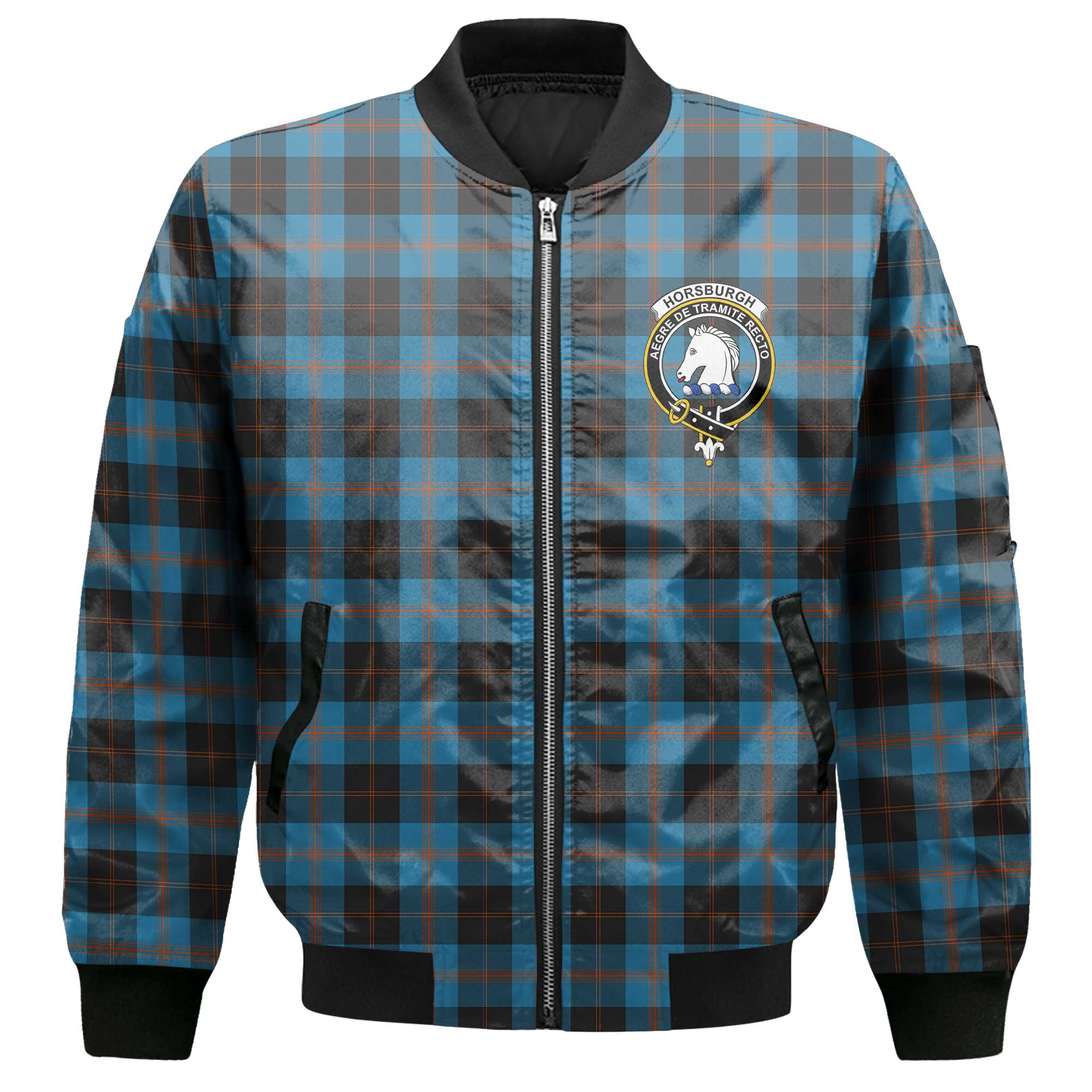 Clan Horsburgh Tartan Men Bomber Jacket Crest And Plaid Basic Style
