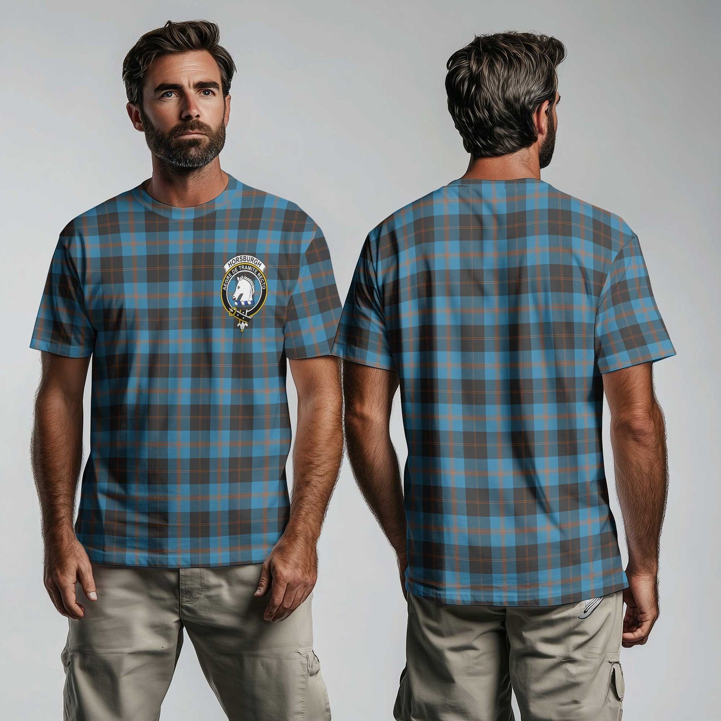 Clan Horsburgh Tartan Men T Shirt Crest And Plaid Basic Style