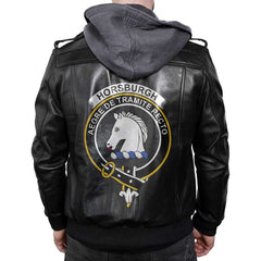Clan Horsburgh Tartan Zip Leather Jacket Crest And Plaid Basic Style