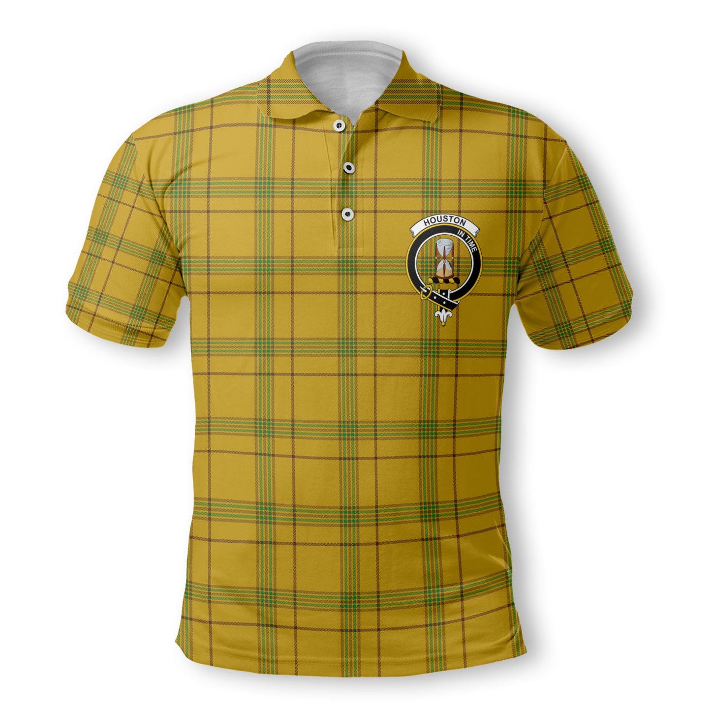 Clan Houston Tartan Golf Men Polo Shirt Crest And Plaid Basic Style