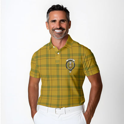 Clan Houston Tartan Golf Men Polo Shirt Crest And Plaid Basic Style