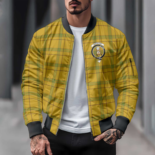 Clan Houston Tartan Men Bomber Jacket Crest And Plaid Basic Style