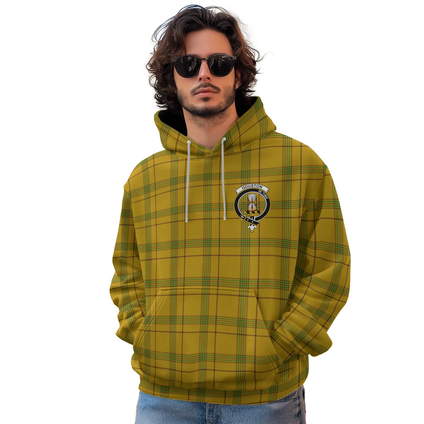 Clan Houston Tartan Men Hoodie Crest And Plaid Basic Style