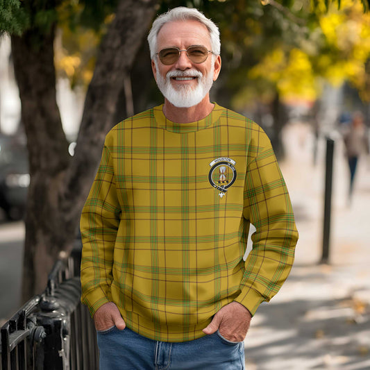 Clan Houston Tartan Men Sweatshirt Crest And Plaid Basic Style