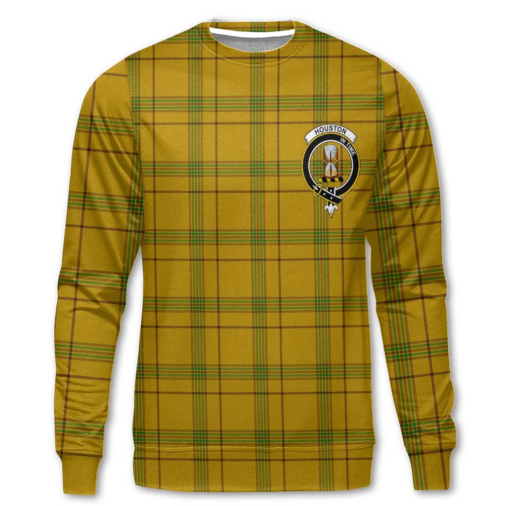 Clan Houston Tartan Men Sweatshirt Crest And Plaid Basic Style