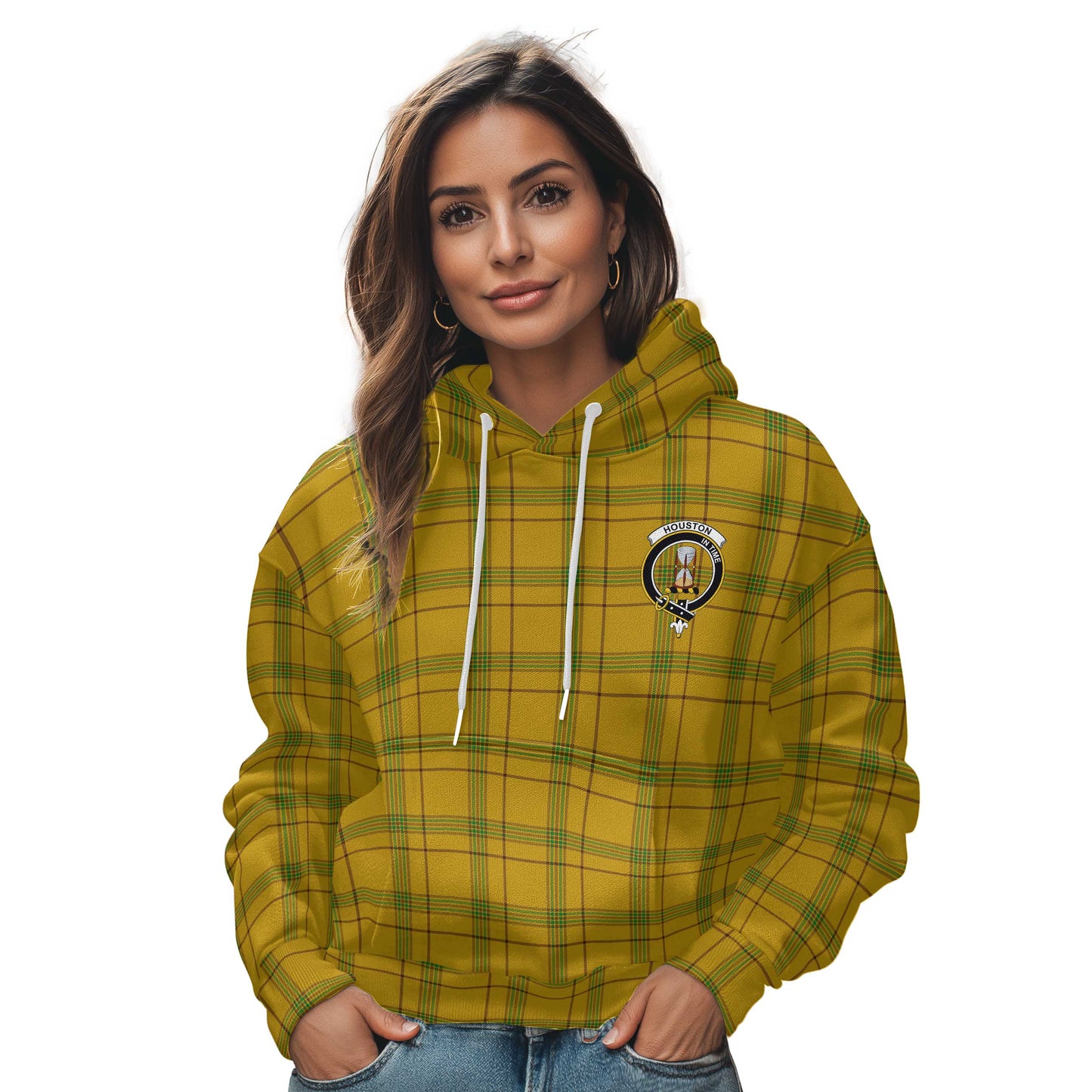 Clan Houston Tartan Women Hoodie Crest And Plaid Basic Style