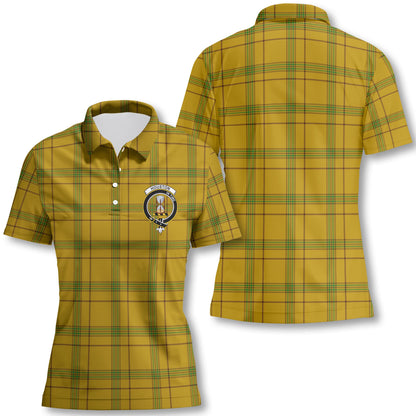 Clan Houston Tartan Women Polo Shirt Crest And Plaid Basic Style