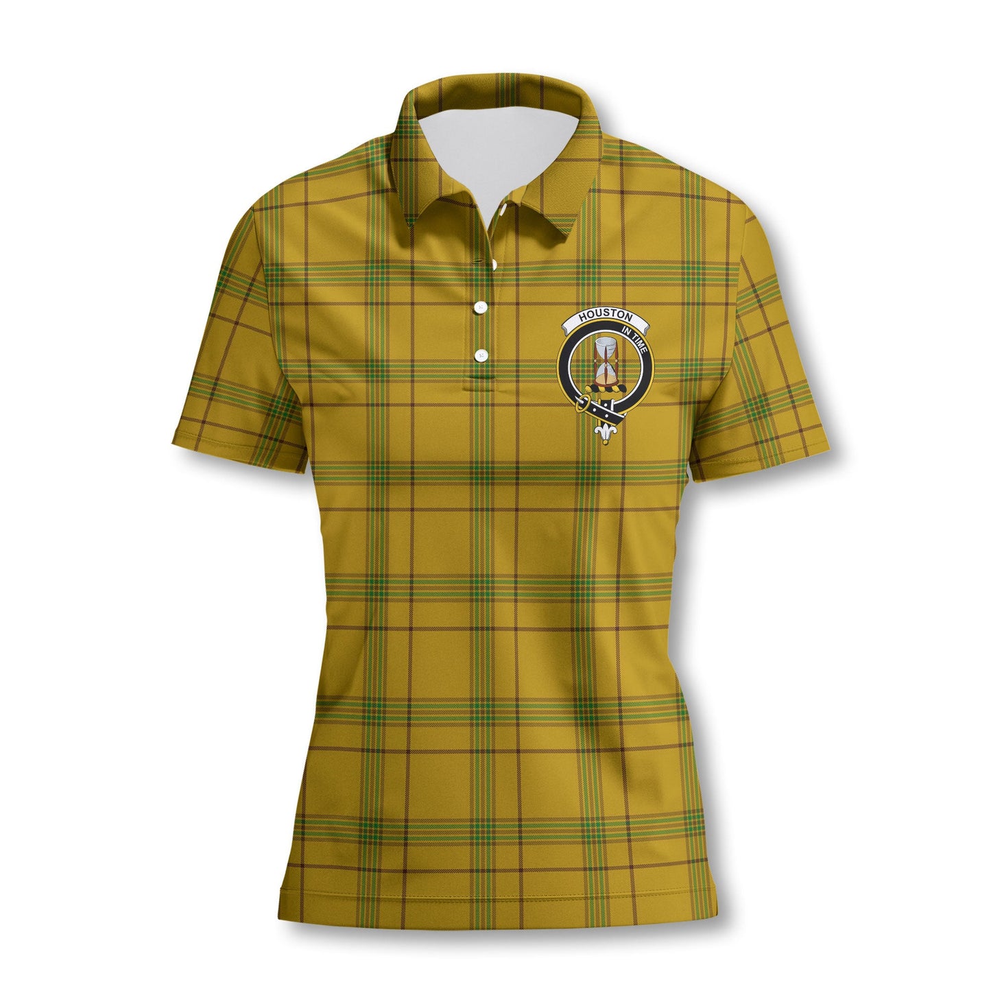 Clan Houston Tartan Women Polo Shirt Crest And Plaid Basic Style