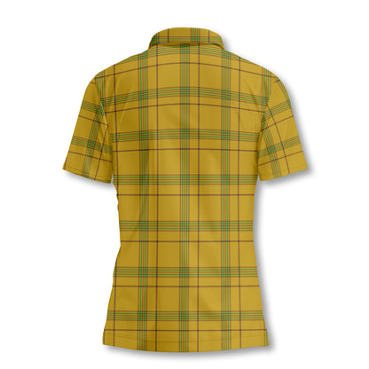 Clan Houston Tartan Women Polo Shirt Crest And Plaid Basic Style