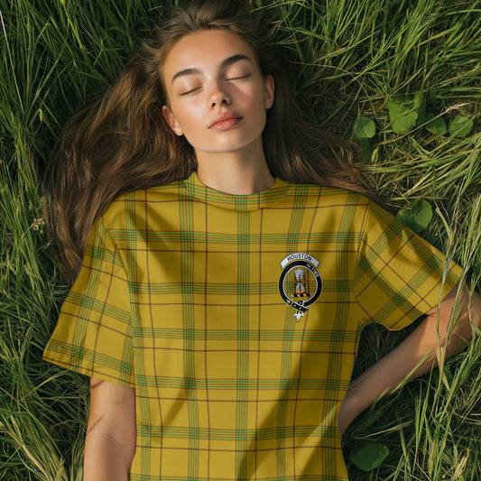 Clan Houston Tartan Women T Shirt Crest And Plaid Basic Style