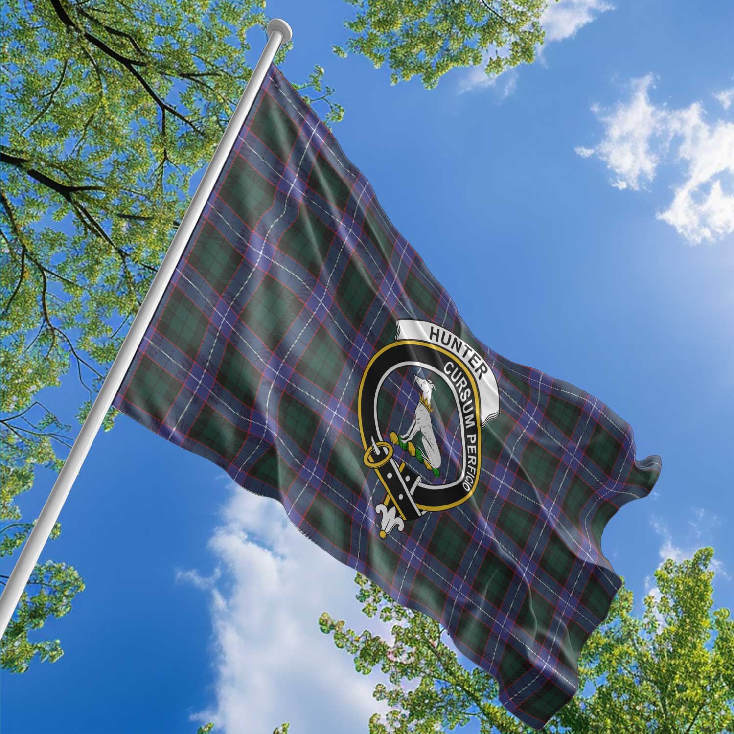 Clan Hunter Tartan Flag 1 Crest And Plaid Basic Style Tartan House Flag Crest And Plaid Basic Style