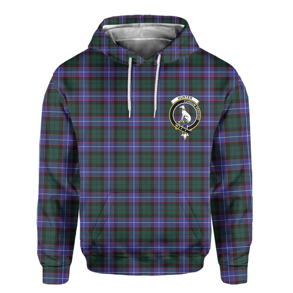 Clan Hunter Tartan Men Hoodie Crest And Plaid Basic Style