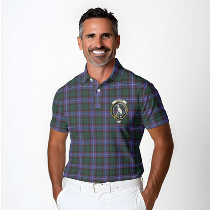 Clan Hunter Tartan Men Polo Shirt Crest And Plaid Basic Style