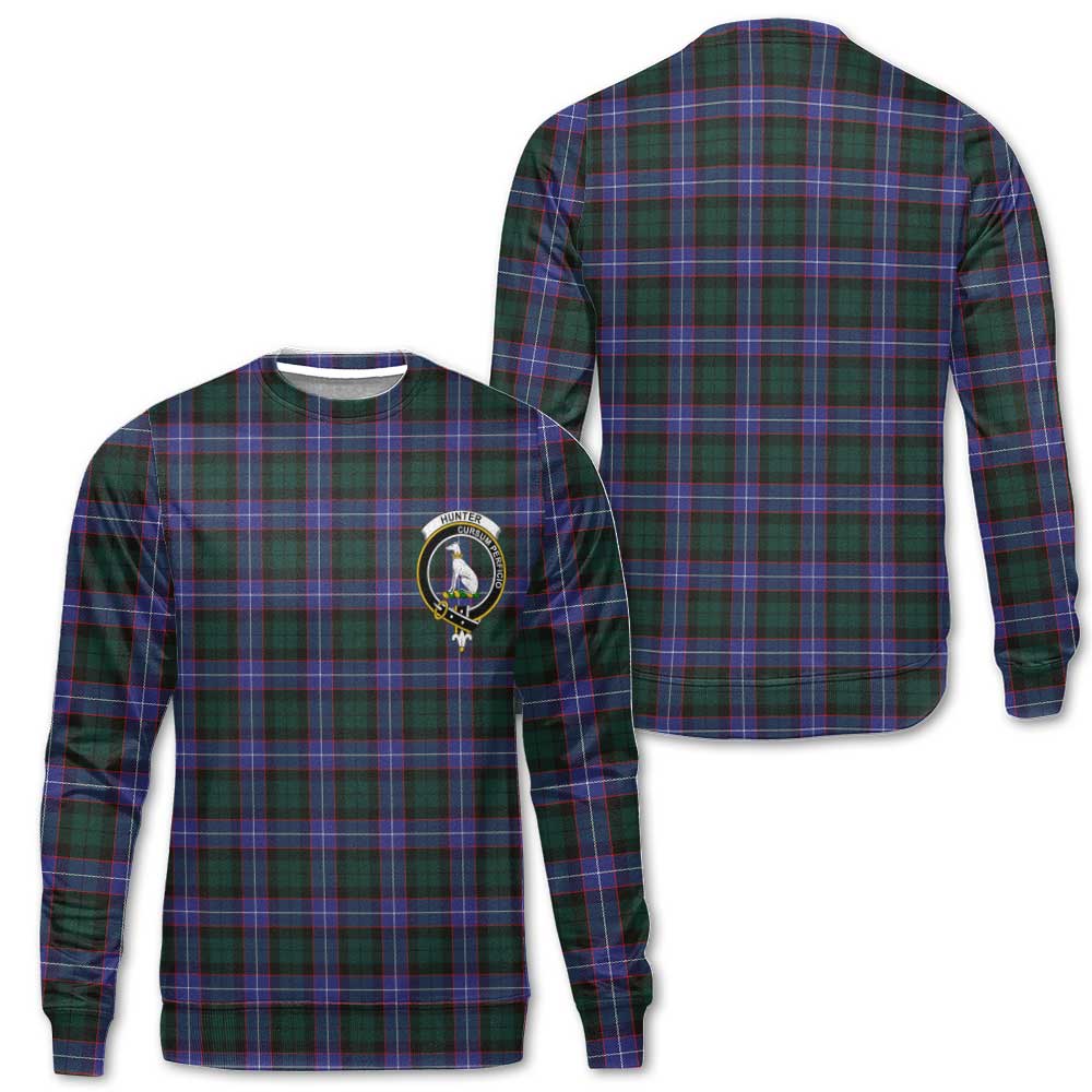 Clan Hunter Tartan Men Sweatshirt Crest And Plaid Basic Style