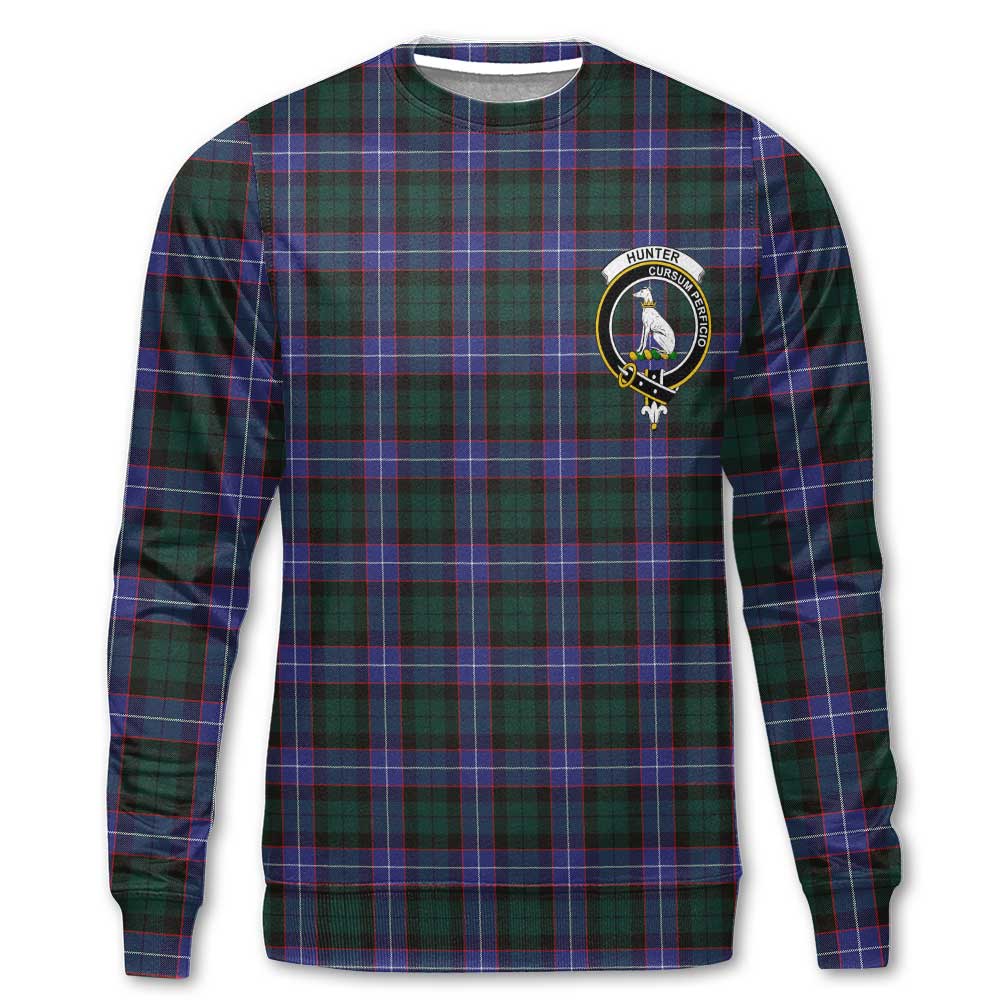 Clan Hunter Tartan Men Sweatshirt Crest And Plaid Basic Style