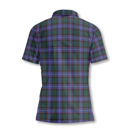 Clan Hunter Tartan Women Polo Shirt Crest And Plaid Basic Style