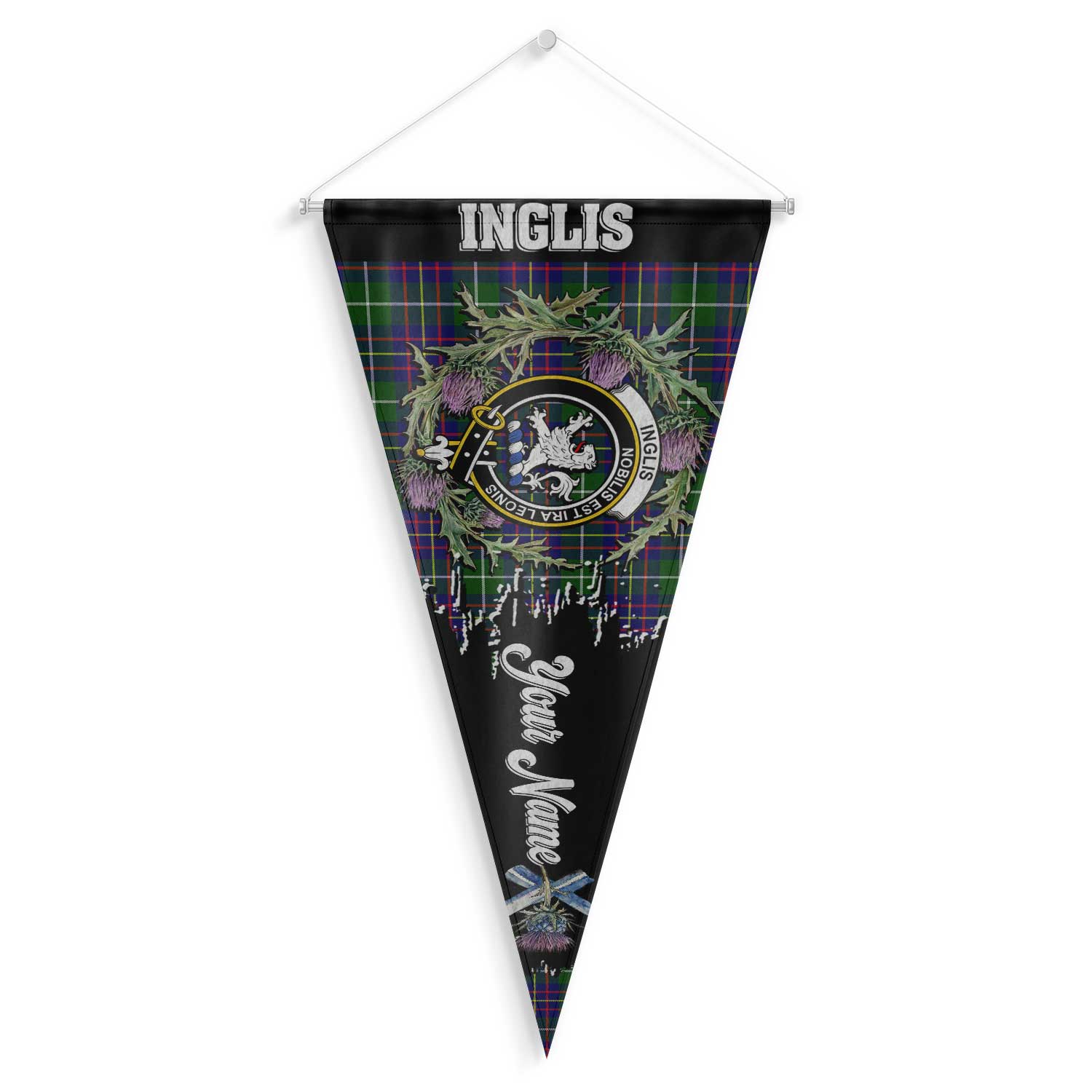 Clan Inglis Tartan Felt Pennant Crest And Plaid Basic Style