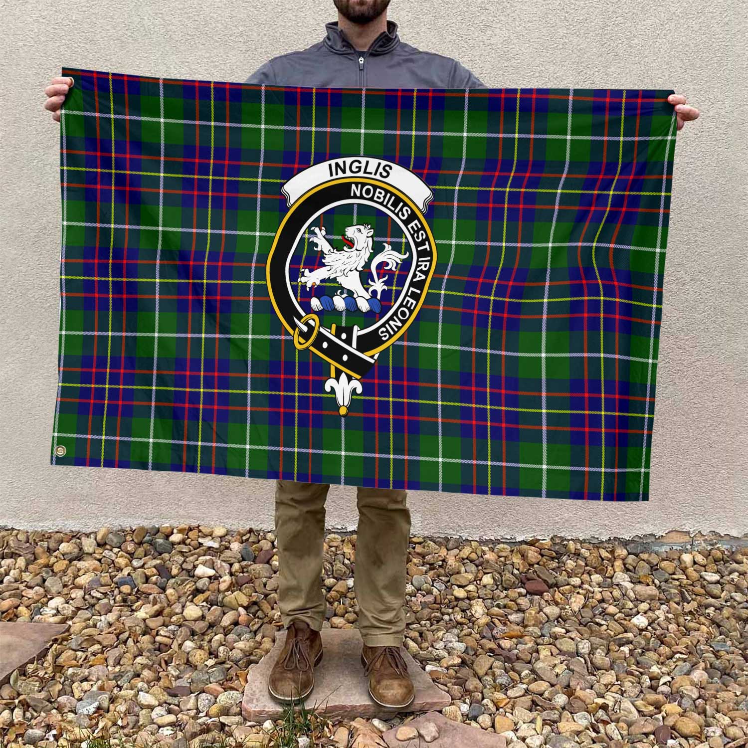 Clan Inglis Tartan Flag Crest And Plaid Basic Style