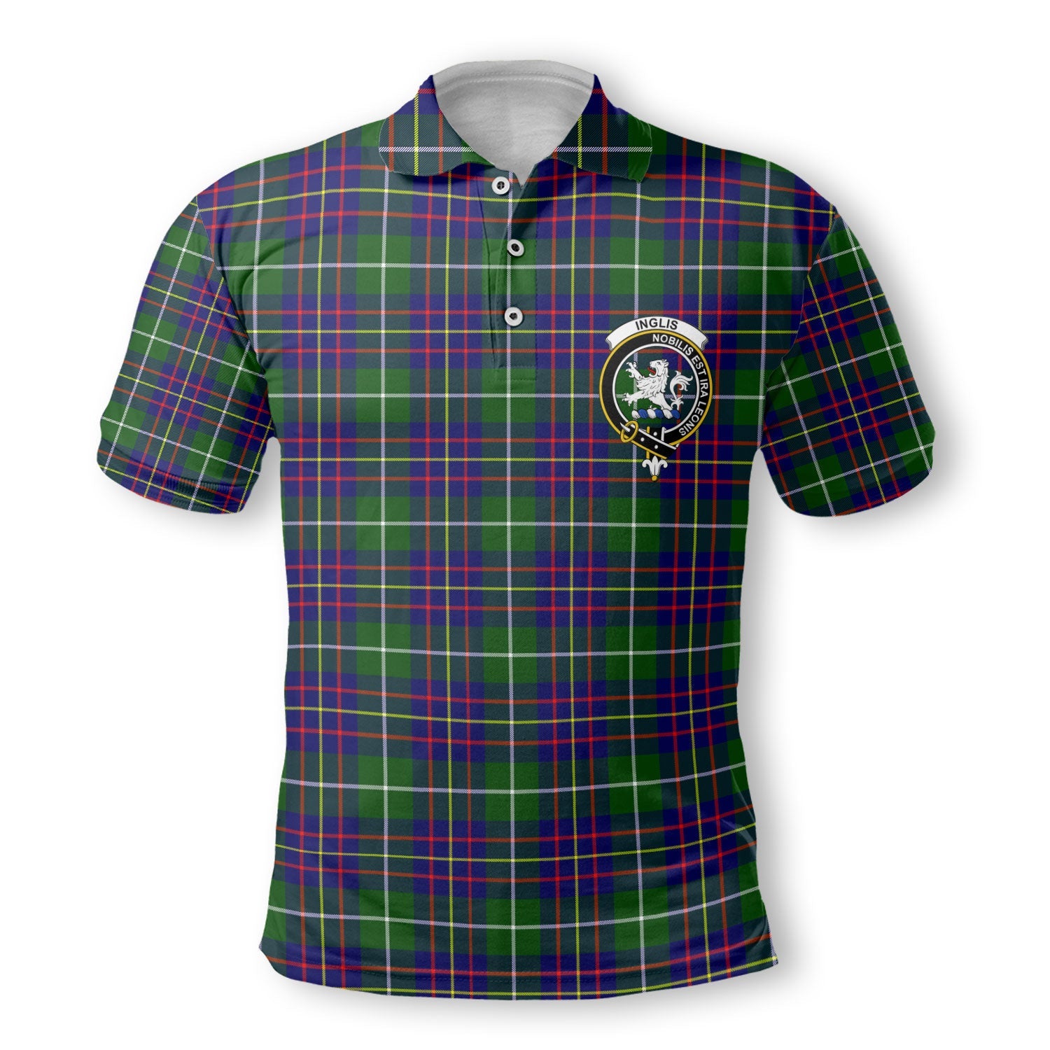 Clan Inglis Tartan Golf Men Polo Shirt Crest And Plaid Basic Style