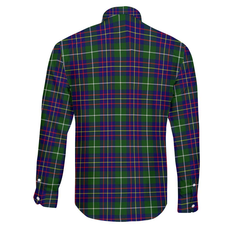 Clan Inglis Tartan Long Sleeve Button Shirt Crest And Plaid Basic Style