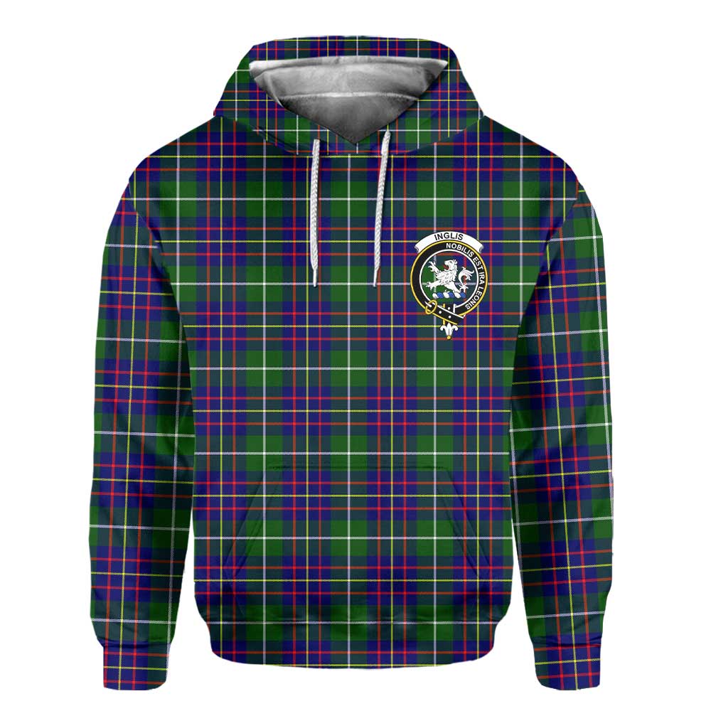 Clan Inglis Tartan Men Hoodie Crest And Plaid Basic Style