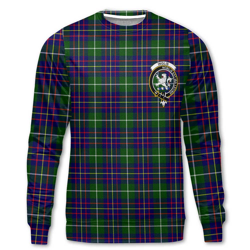 Clan Inglis Tartan Men Sweatshirt Crest And Plaid Basic Style