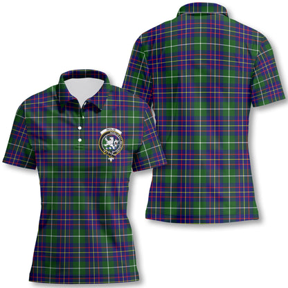 Clan Inglis Tartan Women Polo Shirt Crest And Plaid Basic Style