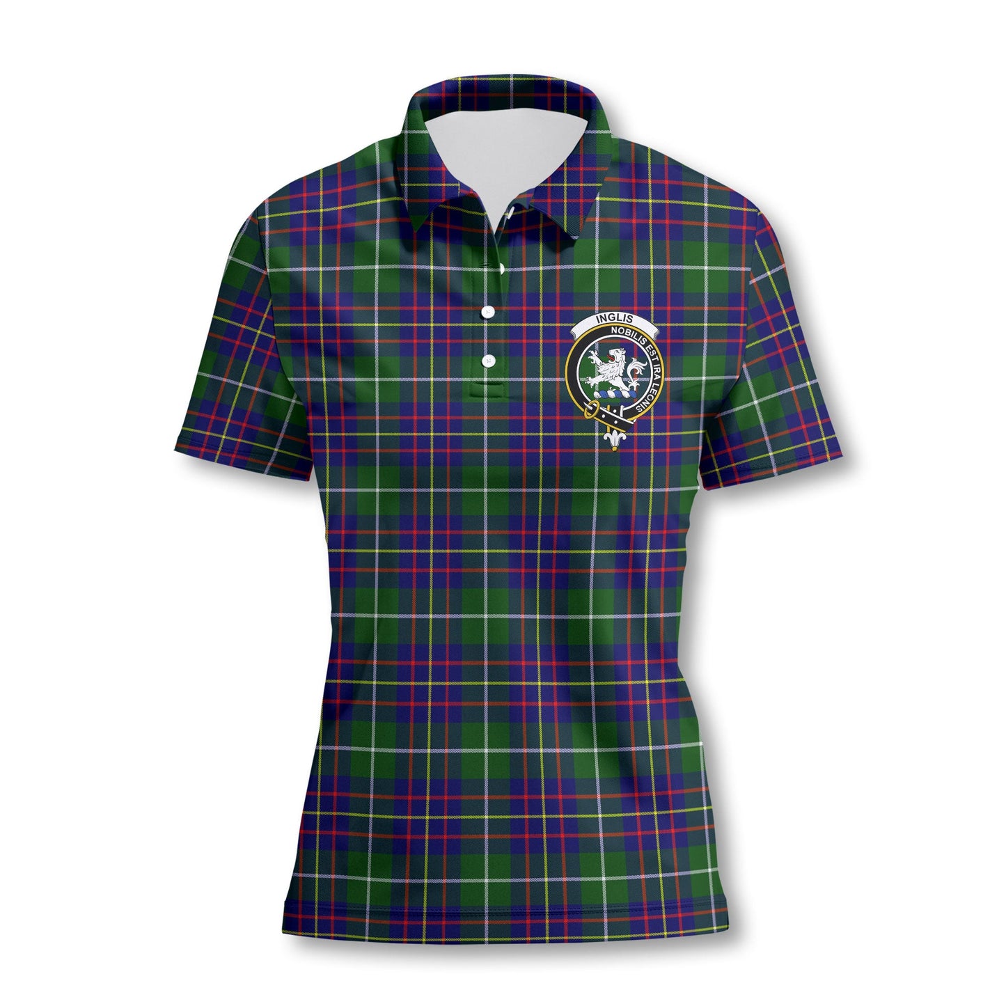 Clan Inglis Tartan Women Polo Shirt Crest And Plaid Basic Style