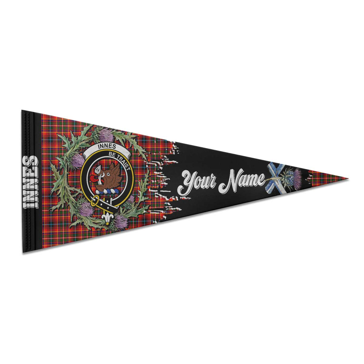 Clan Innes Tartan Felt Pennant Crest And Plaid Basic Style