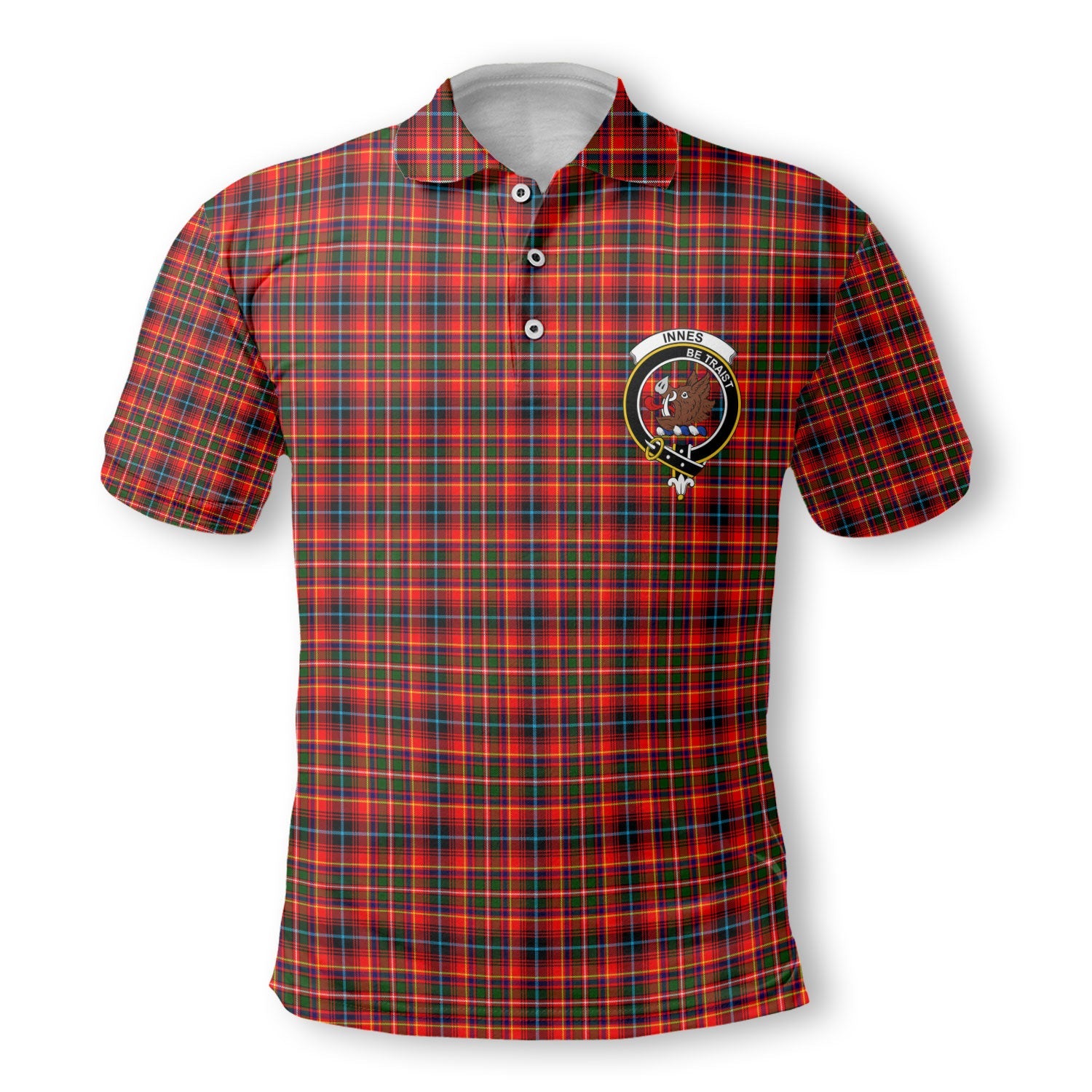 Clan Innes Tartan Golf Men Polo Shirt Crest And Plaid Basic Style