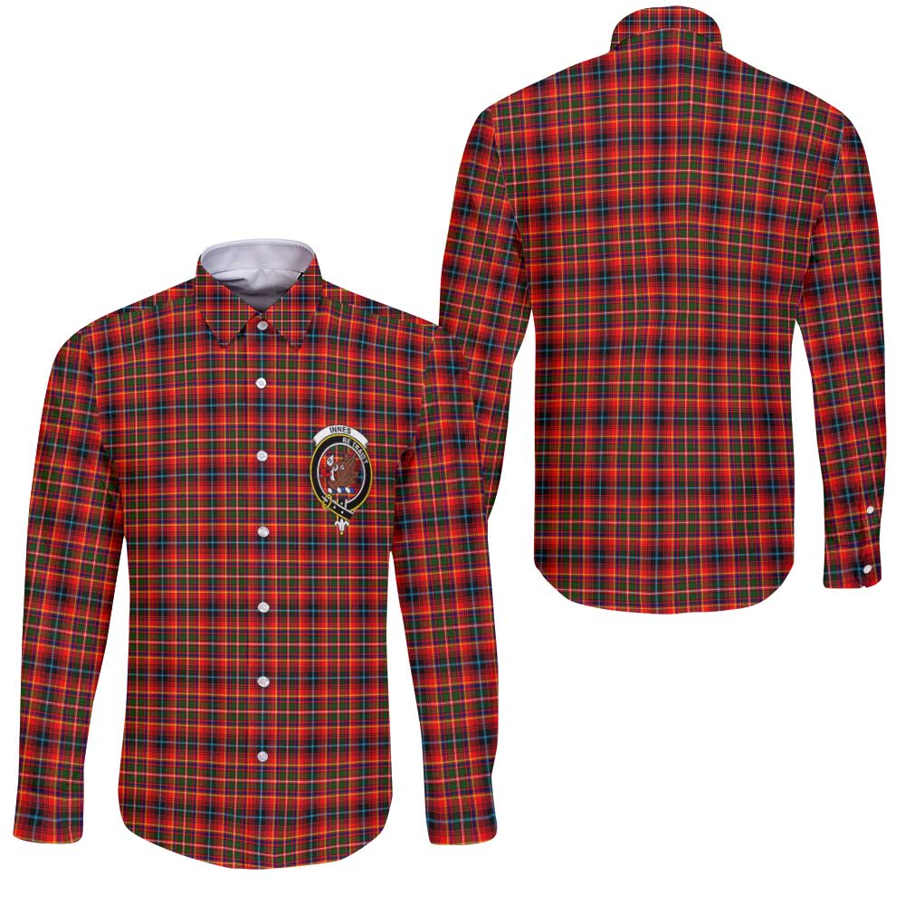 Clan Innes Tartan Long Sleeve Button Shirt Crest And Plaid Basic Style