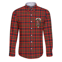 Clan Innes Tartan Long Sleeve Button Shirt Crest And Plaid Basic Style