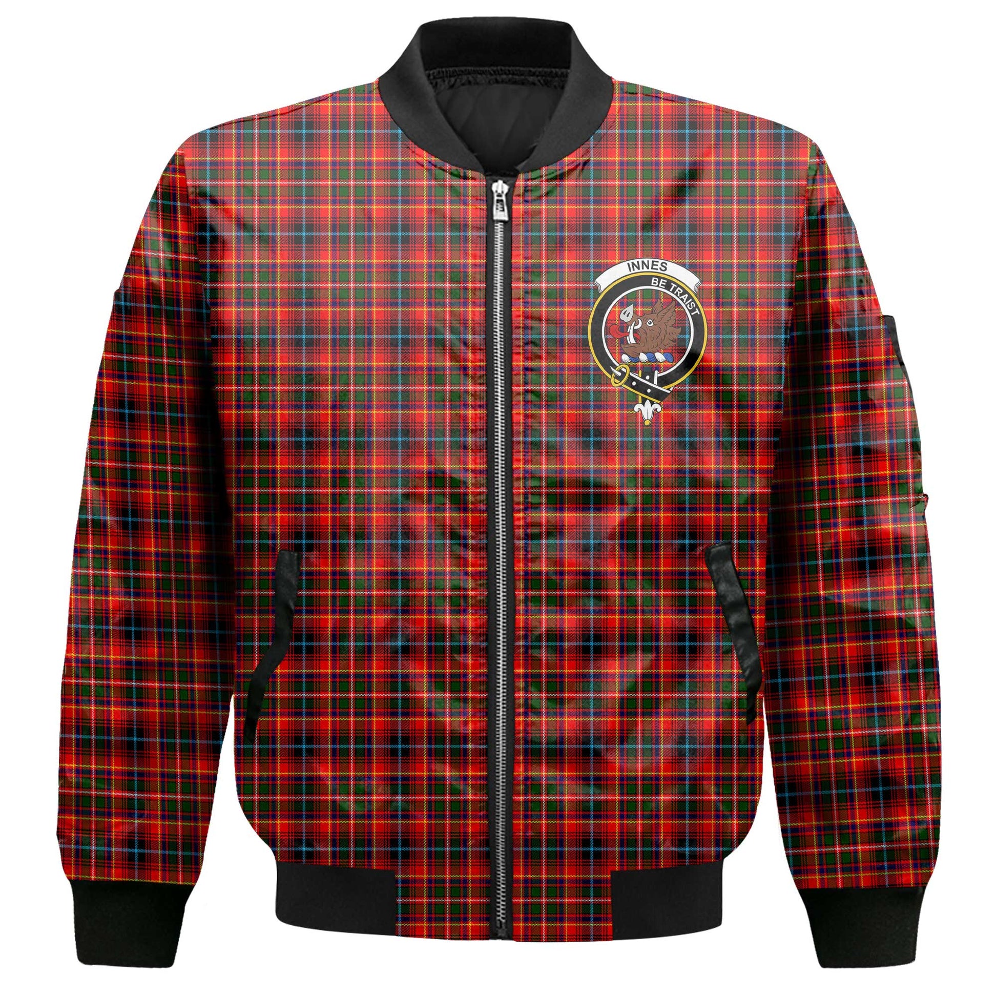 Clan Innes Tartan Women Bomber Jacket Crest And Plaid Basic Style